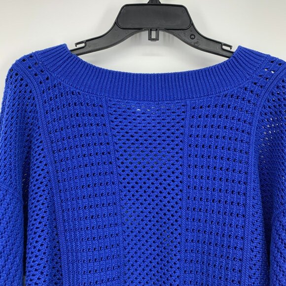 Anthropologie Moth Reese Sweater Blue Wide Sleeve Open Knit - Picture 8 of 10